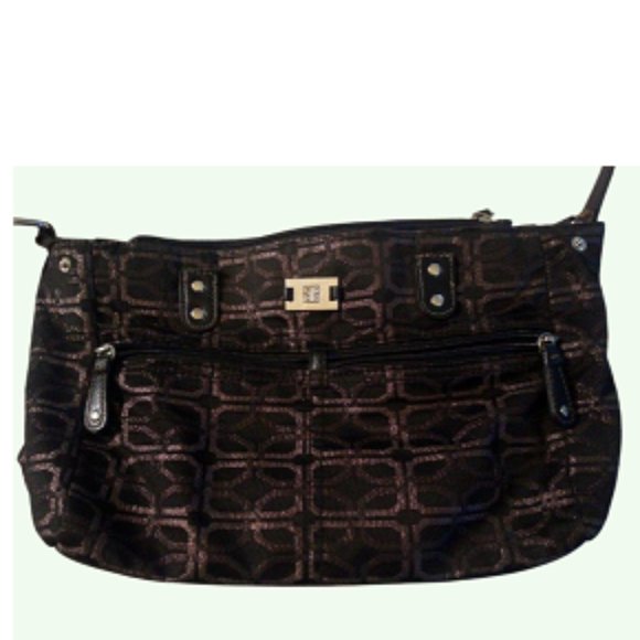Women's Black Coach Purse w/ Gold Pattern Print Approximate 15in. X 9 in. - Picture 2 of 6